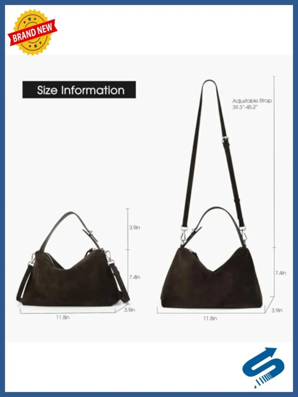 Premium Suede Leather Crossbody Bag Slouchy Shoulder Tote with Adjustable Strap